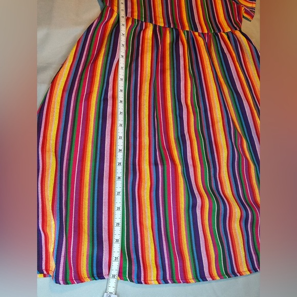 Ivy City Girls Fit and Flare Rainbow Striped Dress Size 11/12 Zipper Dopamine - Picture 5 of 7